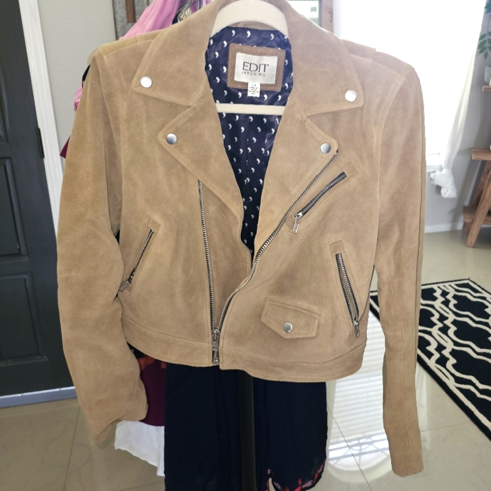 JASON WU BIKER 100% LEATHER SUEDE JACKET SZ SMALL MOTO Luxury - Picture 1 of 6